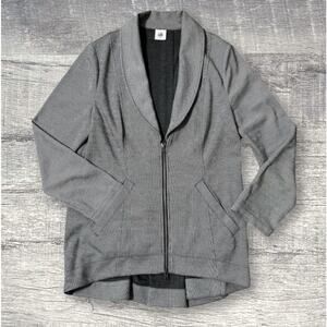 CAbi Drop Off Jacket Blazer Womens L Grey Pinstripe Zipper Back High Low 5300